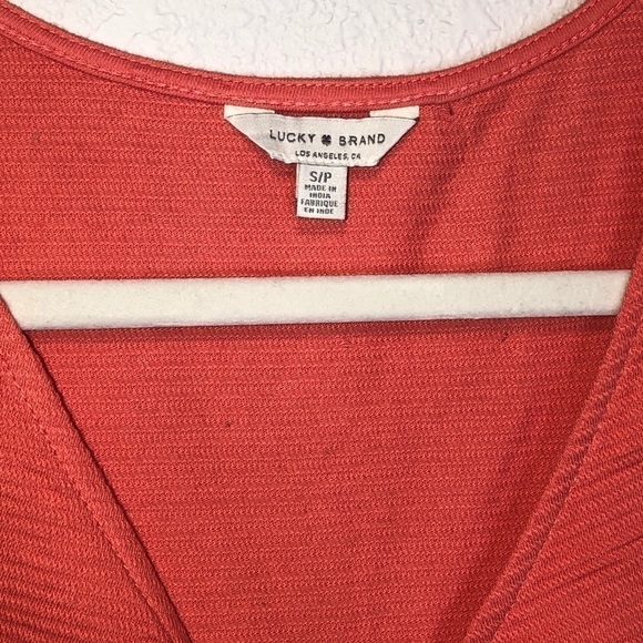 NWT Lucky Brand Coral Front Knot Peplum Sleeveless Tank Top Blouse Size Small - Picture 4 of 10